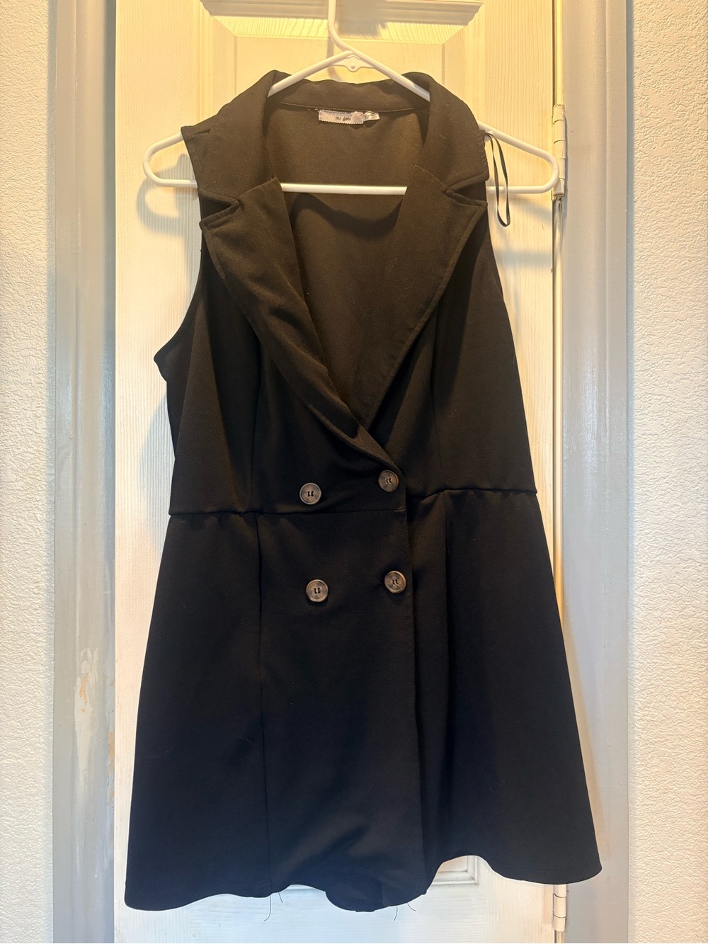 miami Black Double-Breasted Sleeveless Mini Dress